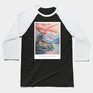 Cherry Blossom Japan Vintage Retro Style Baseball T-Shirt